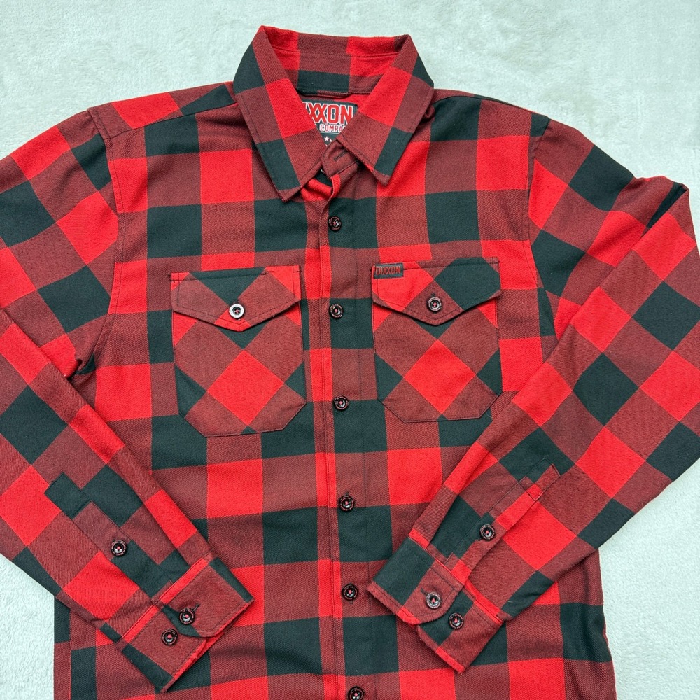 Dixxon Flannel Shirt Mens Small Red Black Redrum Buffalo Check D-Tech Button Up - Picture 2 of 7